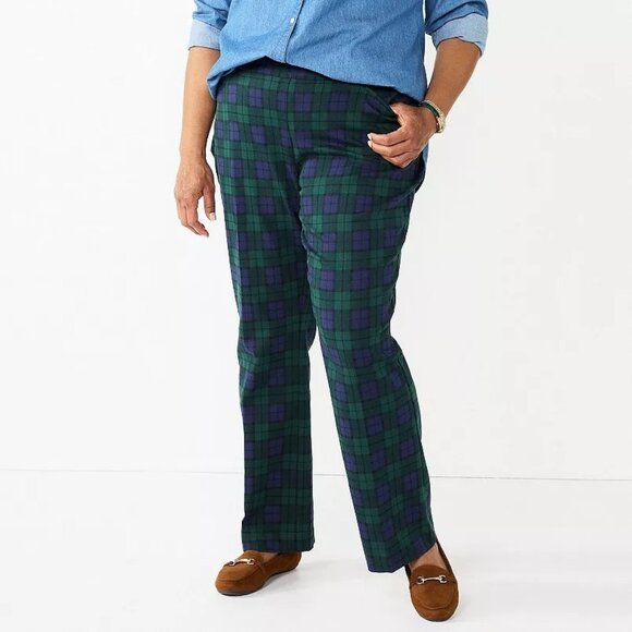 Croft & Barrow Pants Jumpsuits Plus Blue Plaid 